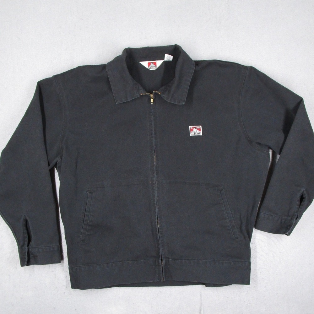 Ben Davis Mens Black Full Zip Work Jacket Gorilla Logo Twill Garage Coat 3XL